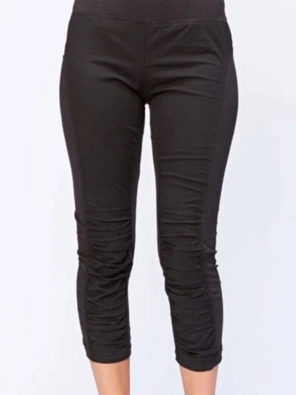 Wearables Jetter Crop Leggings Ruched Dark Grey Black Cotton Stretch Blend